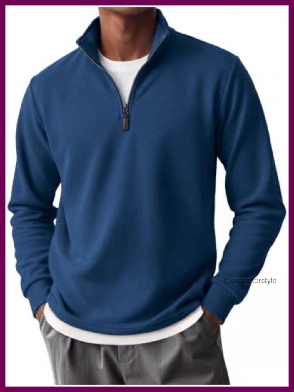 Mens Quarter Zip Pullover Fleece-Lined Mock Neck Sweatshirt Casual